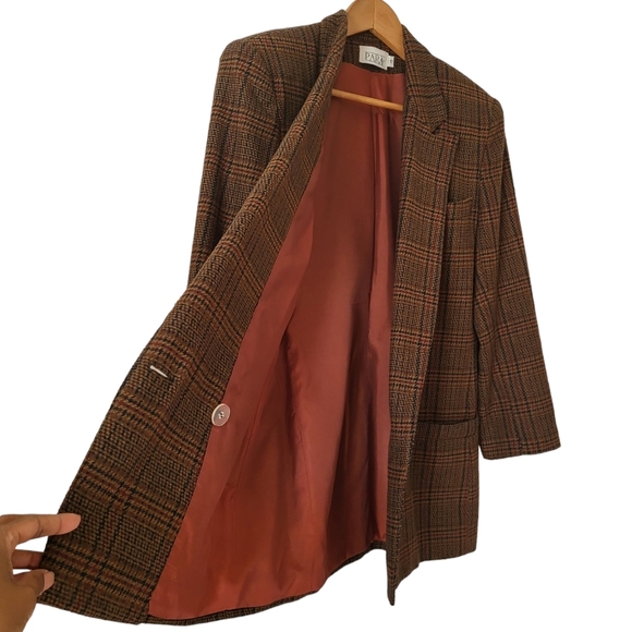 Vintage Para Double Breasted Wool Blend Plaid Blazer Size 10 - Picture 8 of 16